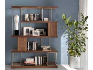 Walnut and stainless steel shelving - SIMÓN