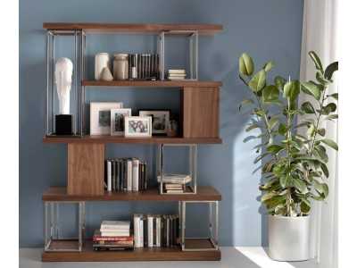 Walnut and stainless steel shelving - SIMÓN Walnut and stainless steel shelving - SIMÓN