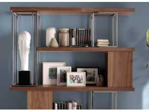 Walnut and stainless steel shelving - SIMÓN 2