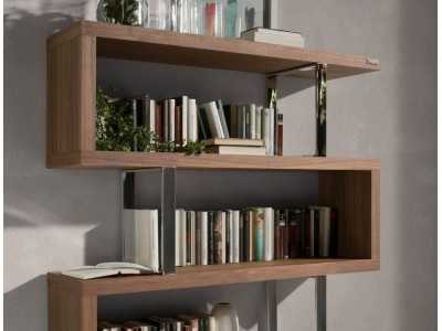 Designer shelving in walnut and stainless steel - SYLVIE Designer shelving in walnut and stainless steel - SYLVIE