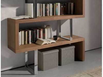 Designer shelving in walnut and stainless steel - SYLVIE Designer shelving in walnut and stainless steel - SYLVIE