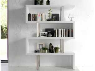 White lacquered and stainless steel designer shelf - SYLVIE BLANC