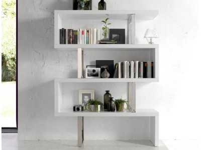 Etagère design laquée blanche et inox - SYLVIE BLANC Etagère design laquée blanche et inox - SYLVIE BLANC