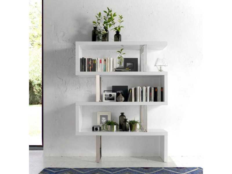 Etagère design laquée blanche et inox - SYLVIE BLANC