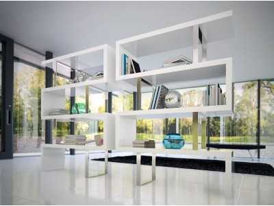 Etagère design laquée blanche et inox - SYLVIE BLANC Etagère design laquée blanche et inox - SYLVIE BLANC