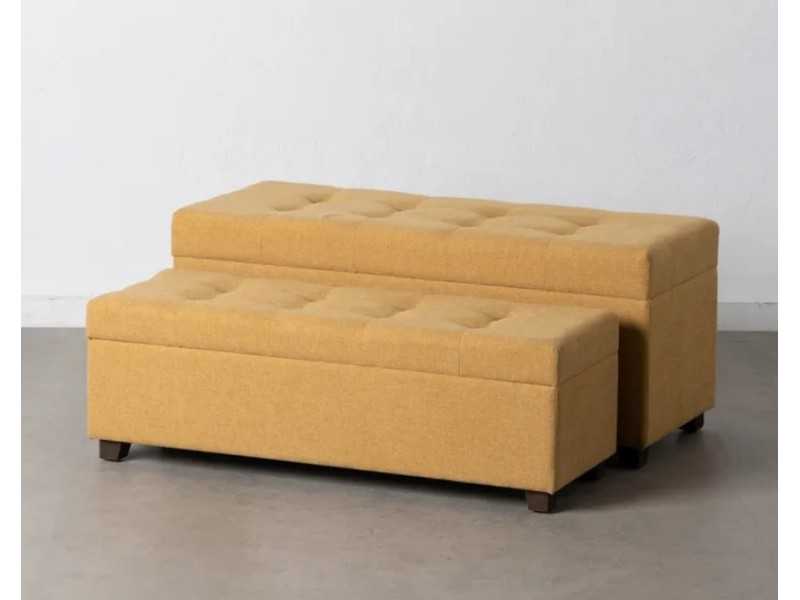 Set of 2 upholstered benches - trunk in mustard color fabric - ÁNCORA MOSTAZA