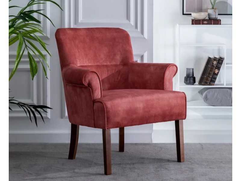 Fauteuil tapissé de velours couleur tuile - NOVA