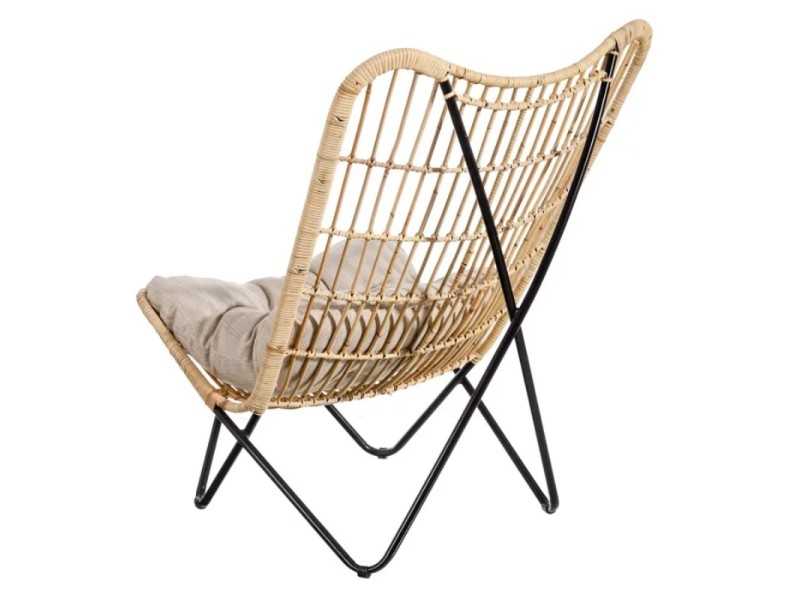Natural fiber armchair with cushion - BAMBINA