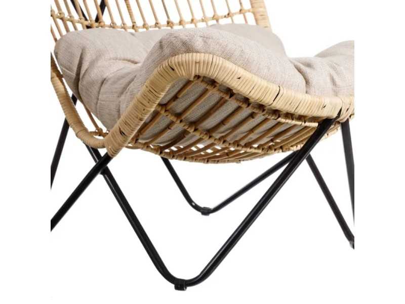 Natural fiber armchair with cushion - BAMBINA