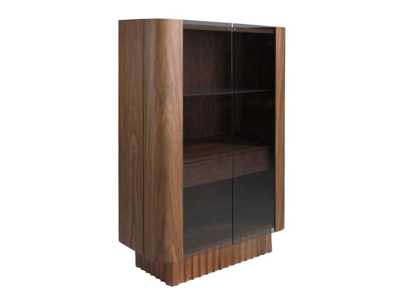Buffet haut / vitrine en noyer avec portes vitrées - ATHENEA