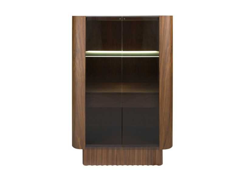 High sideboard / display cabinet in walnut with glass doors - ATHENEA