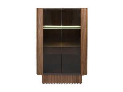 High sideboard / display cabinet in walnut with glass doors - ATHENEA