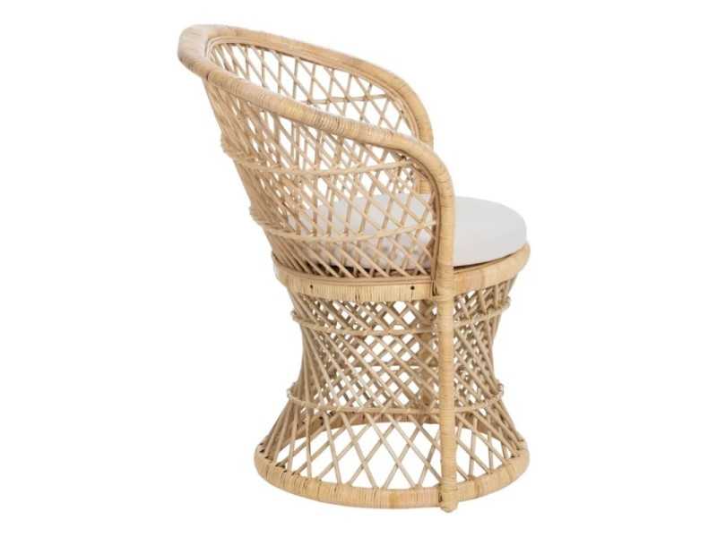 Natural fiber armchair with seat cushion - EMMANUELLE