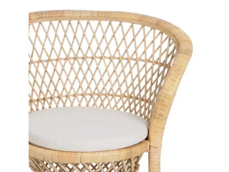 Natural fiber armchair with seat cushion - EMMANUELLE