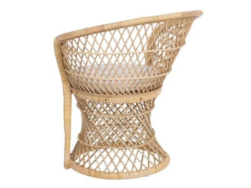 Natural fiber armchair with seat cushion - EMMANUELLE
