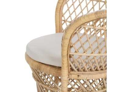 Natural fiber armchair with seat cushion - EMMANUELLE Natural fiber armchair with seat cushion - EMMANUELLE