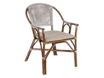 Natural fiber chair with seat cushion - MALLORCA
