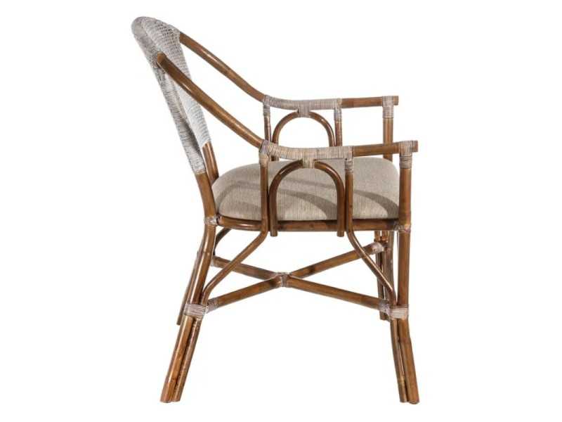 Natural fiber chair with seat cushion - MALLORCA