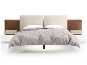 Cama completa tapizada con base de cama en acero y 2 mesitas - AUDE XL 2