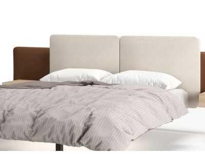 Full upholstered bed with steel bed base and 2 side tables - AUDE XL