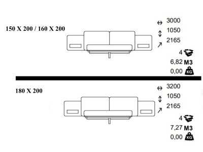 Cama completa tapizada con base de cama en acero y 2 mesitas - AUDE XL