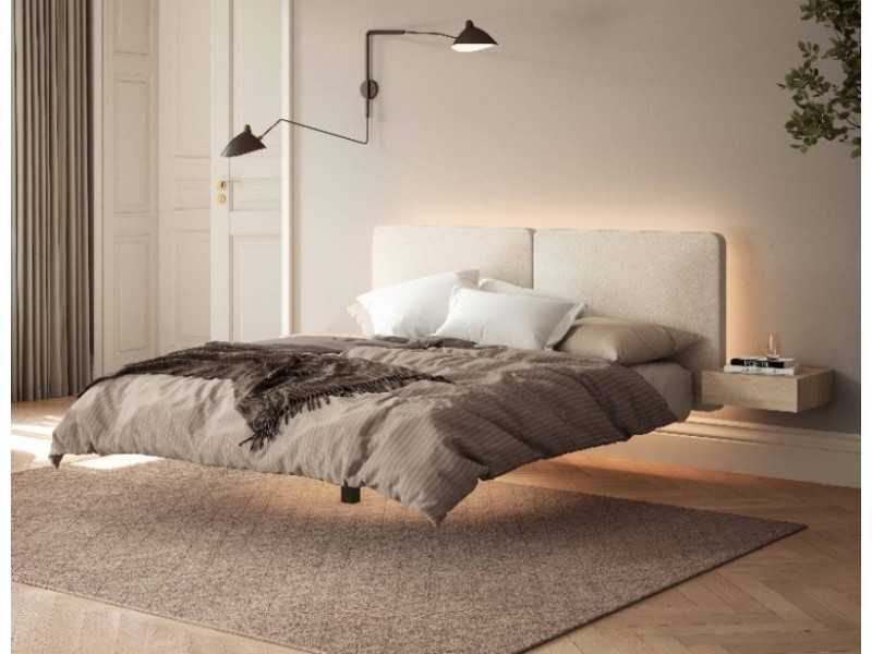 Full upholstered bed with cantilevered base - AUDE