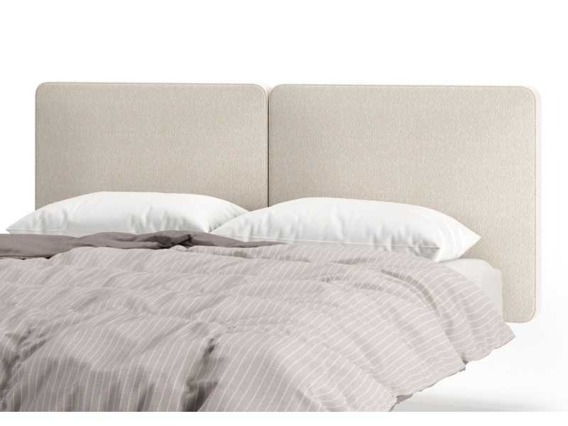 Lit double tapissé avec sommier en porte-à-faux - AUDE