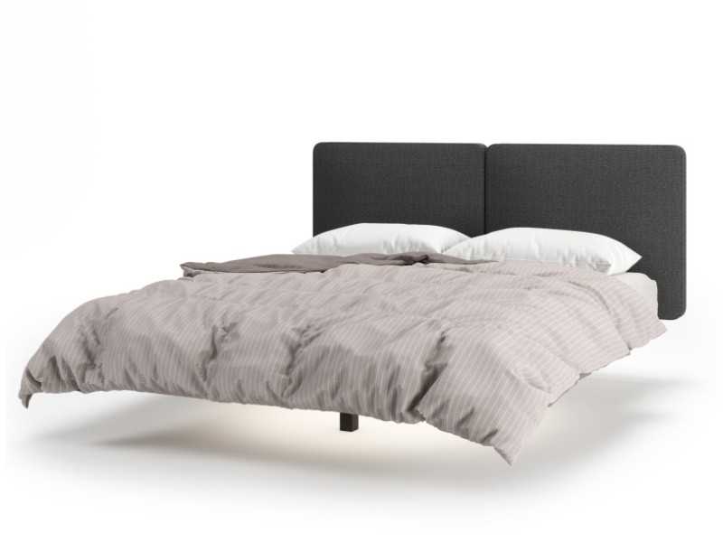 Lit double tapissé avec sommier en porte-à-faux - AUDE