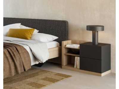 Table de chevet design en chêne et laqué - AUDE