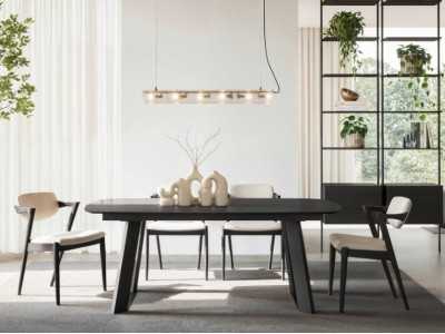 Table à manger extensible en bois de chêne et pieds en acier - AUDE ACIER