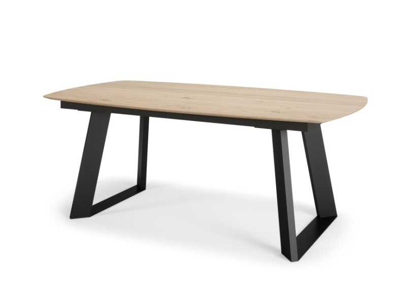 Table à manger extensible en bois de chêne et pieds en acier - AUDE ACIER