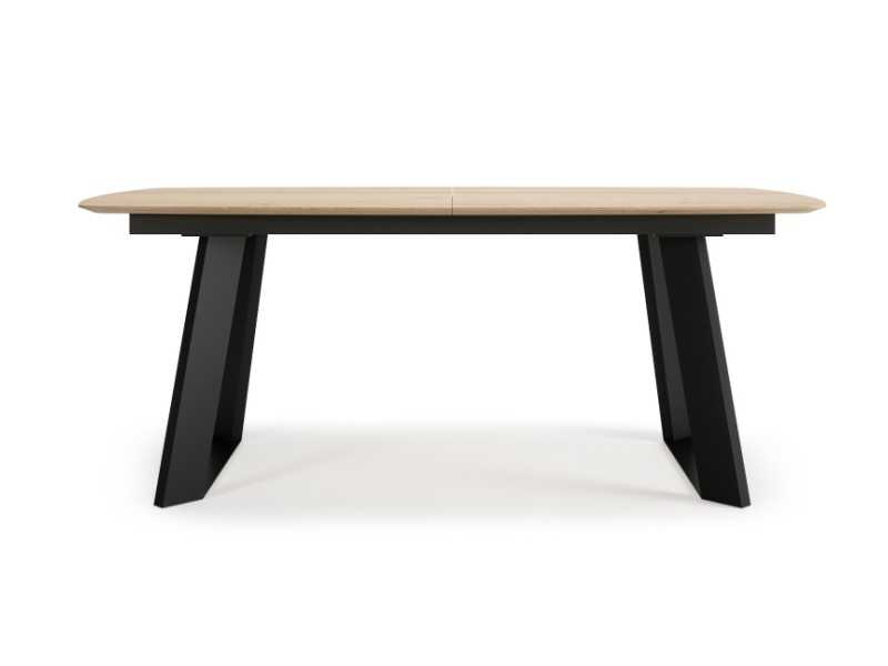 Table à manger extensible en bois de chêne et pieds en acier - AUDE ACIER