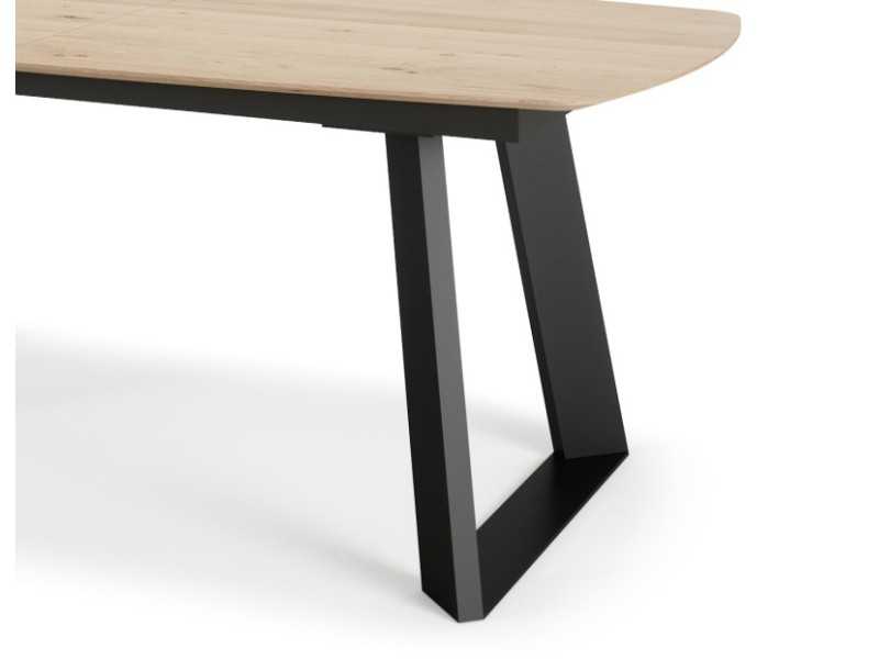 Extendable dining table in oak wood and steel legs - AUDE ACIER