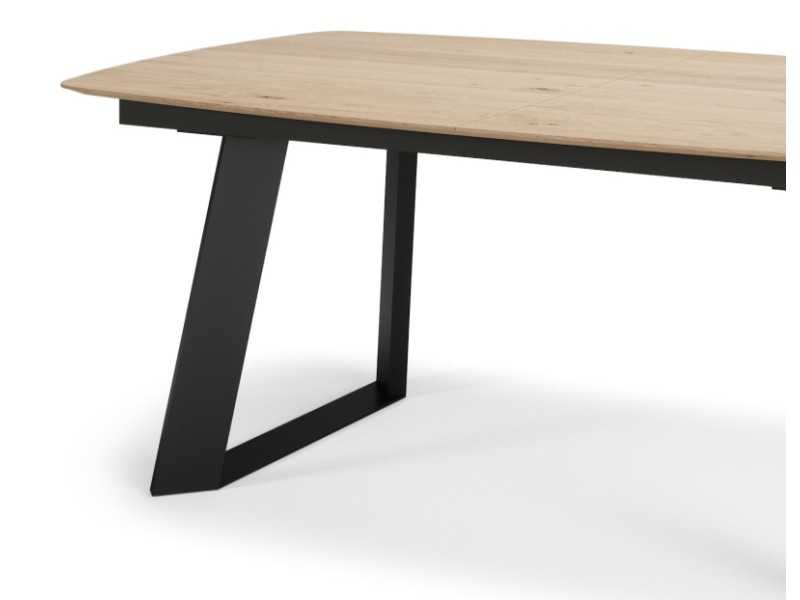 Mesa de comedor extensible en madera de roble y patas en acero - AUDE ACIER