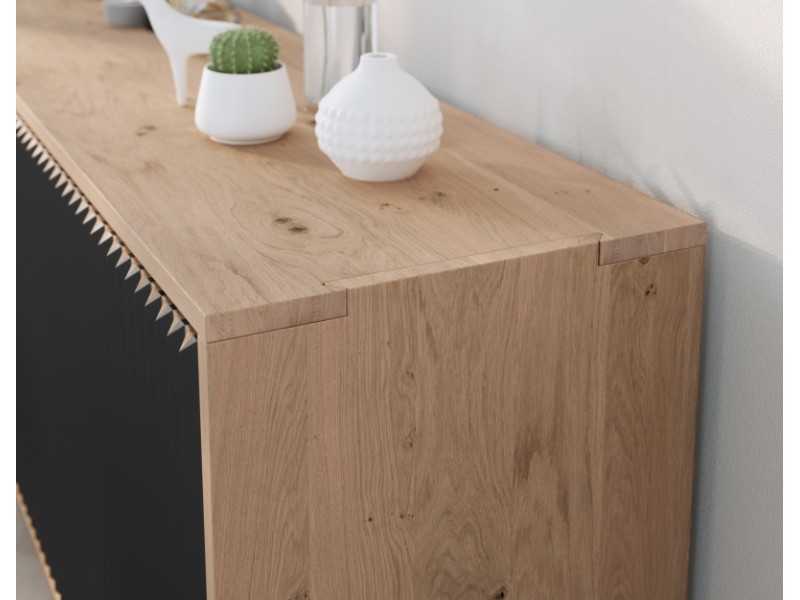 Buffet design en bois de chêne et piètement en acier - ALDO