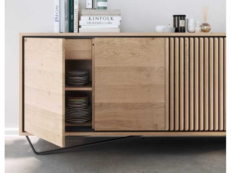 Buffet design en bois de chêne et piètement en acier - ALDO