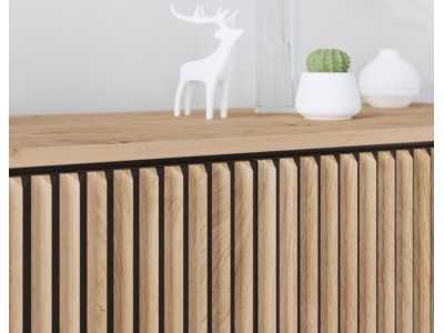 Design sideboard in oak wood and steel base - ALDO