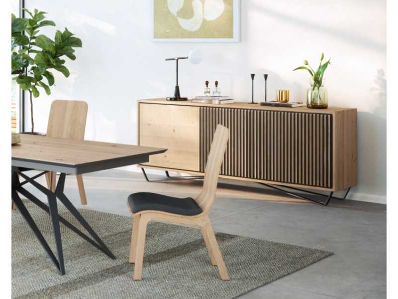 Design sideboard in oak wood and steel base - ALDO