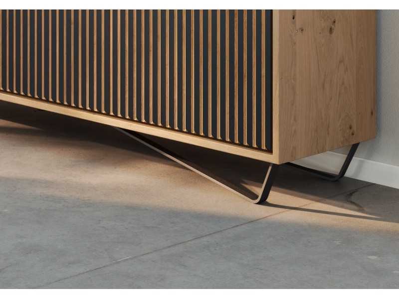 Buffet design en bois de chêne et piètement en acier - ALDO