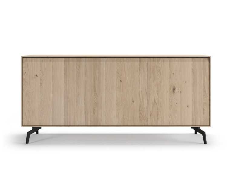 Design sideboard in oak wood with steel bases - AUDE