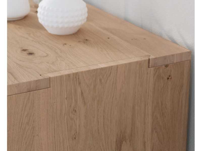 Meuble TV design en bois de chêne et piètement acier - ALDO XL