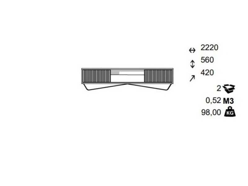 Meuble TV design en bois de chêne et piètement acier - ALDO XL