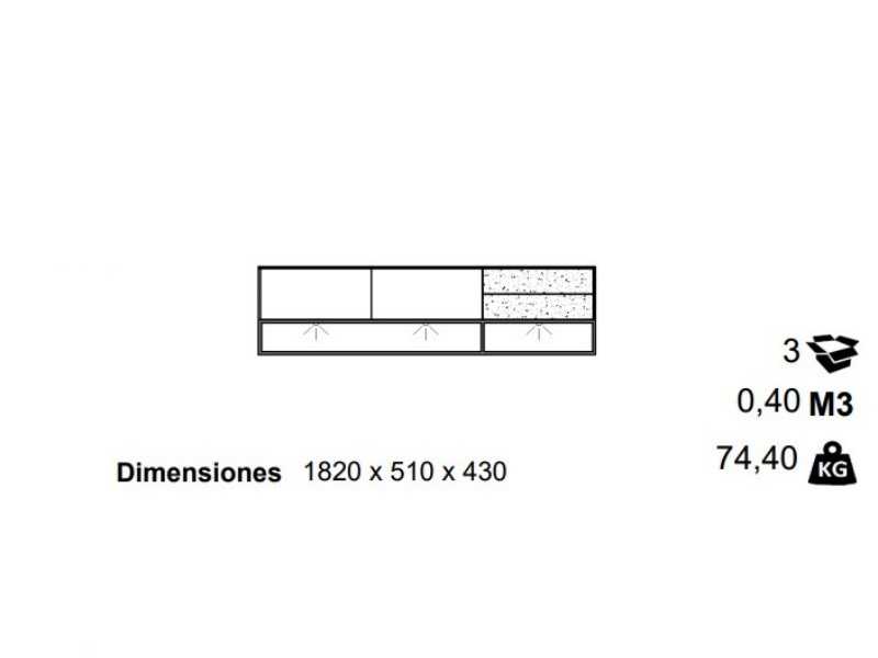 Designer TV cabinet in oak, porcelain and lacquered steel base - ARMANI L