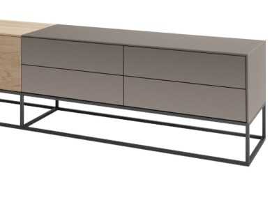 Mueble TV de diseño en roble ,porcelánico y base de acero lacado - ARMANI XL