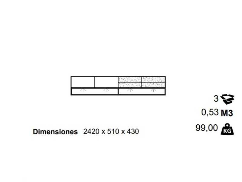 Mueble TV de diseño en roble ,porcelánico y base de acero lacado - ARMANI XL