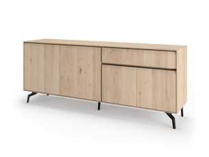 Aparador de diseño en madera de roble con bases en acero y cajón exterior - AUDE CAJÓN