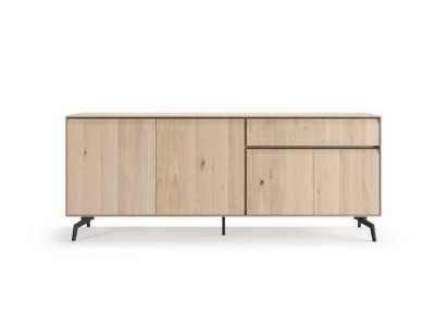 Aparador de diseño en madera de roble con bases en acero y cajón exterior - AUDE CAJÓN