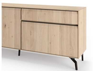 Buffet design en bois de chêne avec bases en acier et tiroir extérieur - AUDE CAJÓN