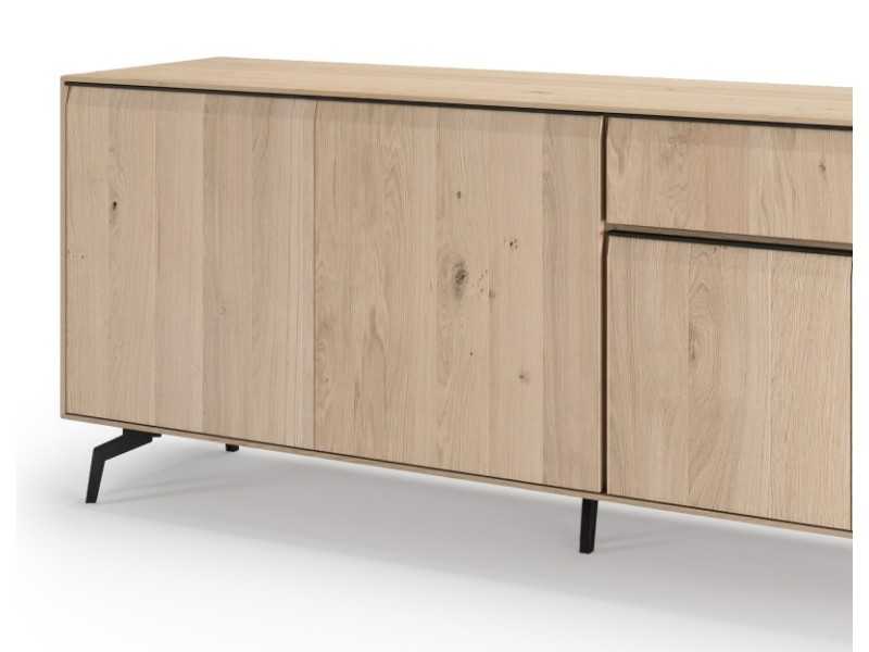 Design sideboard in oak wood with steel bases and exterior drawer - AUDE CAJÓN