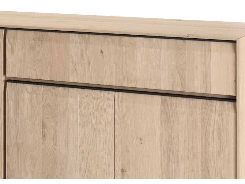 Buffet design en bois de chêne avec bases en acier et tiroir extérieur - AUDE CAJÓN